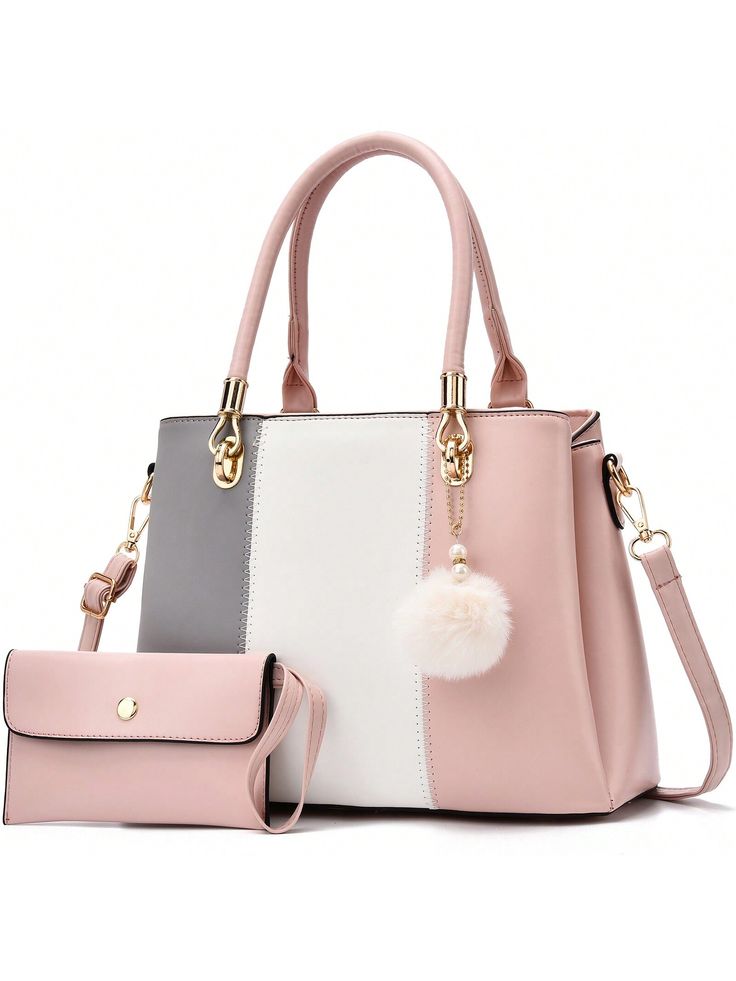 Elegant Pastel Trio Handbag Set – Luxury Tote with Matching Wallet