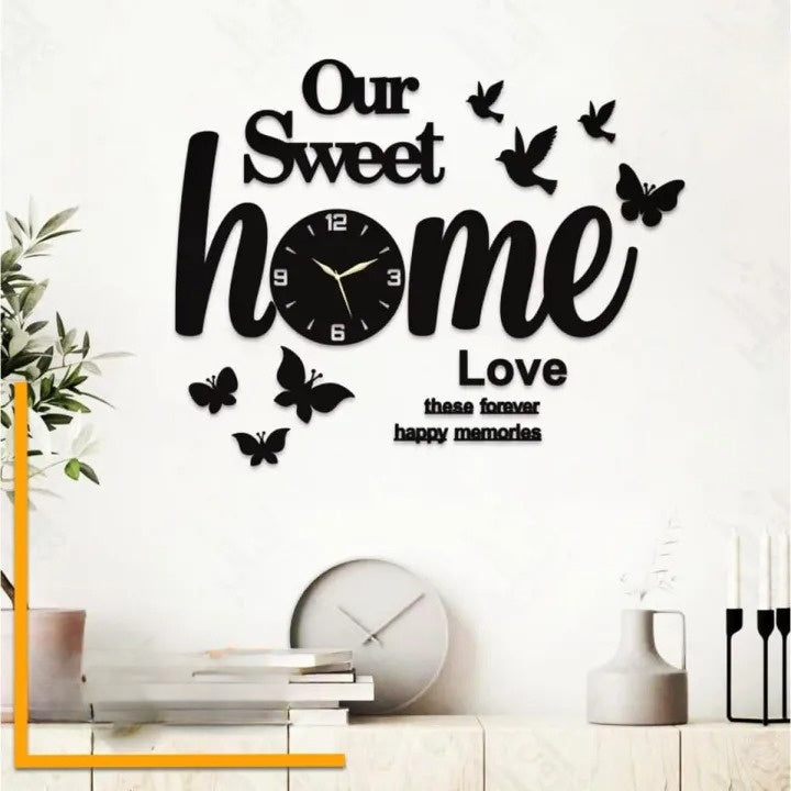 Our Sweet Home Wall Clock Décor – Modern Love Theme Home Decoration